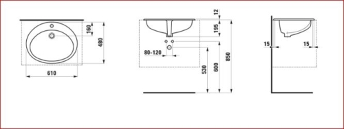 Laufen Indova 60 felülről beépíthető mosdó H8113920000001