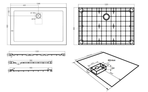 Wellis 120x80 cm szögletes zuhanytálca WC00406