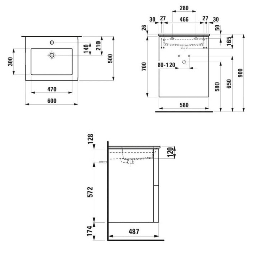 Laufen KARTELL BY LAUFEN alsószekrény mosdóval szett, matt fehér H8603336401041