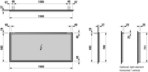 Laufen Frame 25 tükörvilágítás modulelem, vízszintes H4475419000071