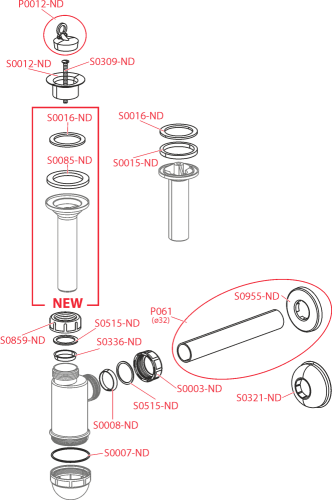 Alcaplast A420 Mosdószifon DN40 műanyag leeresztővel DN63