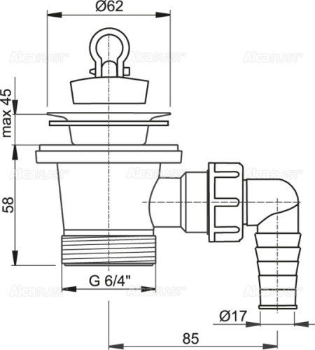 Alcaplast A31P Mosdó leeresztő 6/4