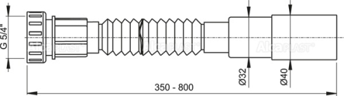 Alcaplast A750 Flexibilis bekötőcső 5/4 ×32/40 műanyag