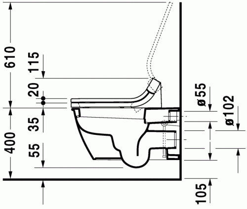 Duravit Darling New fali WC mélyöblítésű, csak SensoWash-sal együtt rendelhető WonderGliss felülettel 25445900001