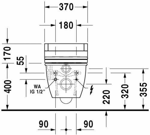 Duravit Darling New fali WC mélyöblítésű, csak SensoWash-sal együtt rendelhető WonderGliss felülettel 25445900001