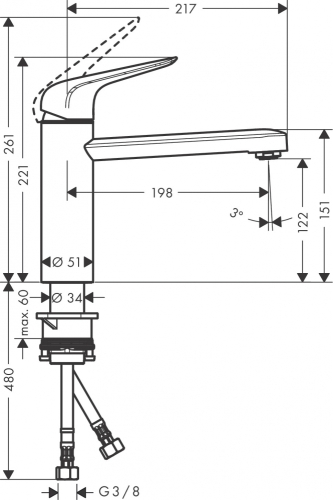 Hansgrohe Focus M421-H120 egykaros konyhai csaptelep 120, króm 71806000