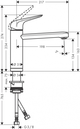 Hansgrohe Focus M42 Egykaros konyhai csaptelep 160, ablak előtti szereléshez 71807000