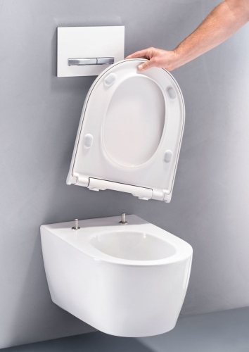 Geberit ONE fali WC mélyöblítésű, TurboFlush, WC-ülőkével fehér betéttel 500.201.01.1