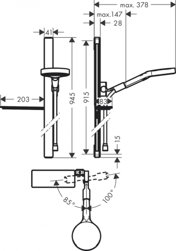 Hansgrohe Rainfinity Zuhanyszett 130 3jet 90 cm-es zuhanyrúddal és szappantartóval 27671000