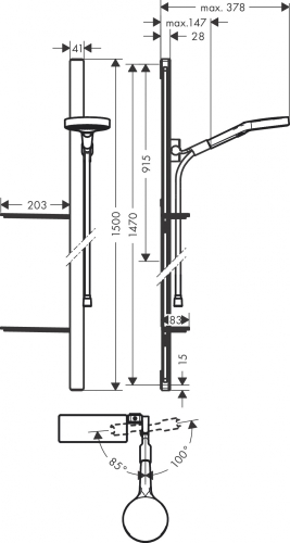 Hansgrohe Rainfinity Zuhanyszett 130 3jet 150 cm-es zuhanyrúddal és szappantartóval 27673000