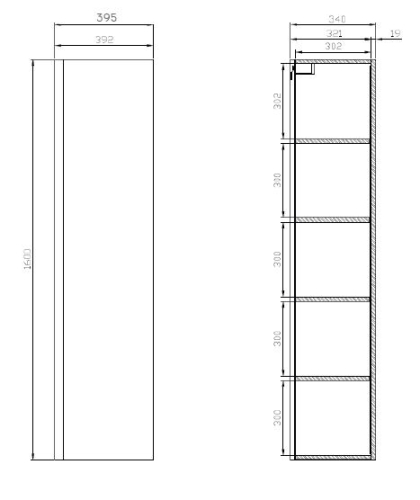 Cersanit Moduo kiegészítő szekrény, szürke S929-019