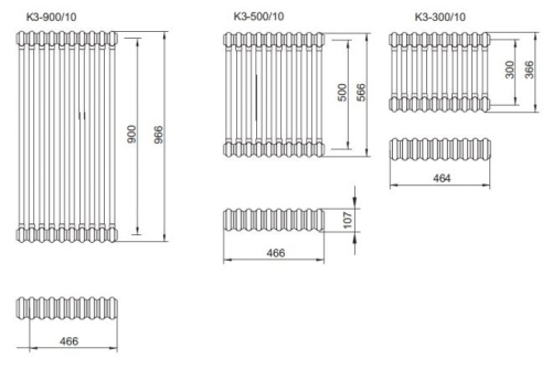 Radeco Trex 500/5 design csőradiátor (370 W, fehér, 566x252 mm)