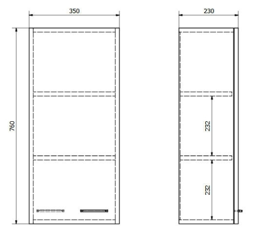 AQUALINE ZOJA/KERAMIA FRESH felső szekrény, 35x76x23cm, platina tölgy 50336