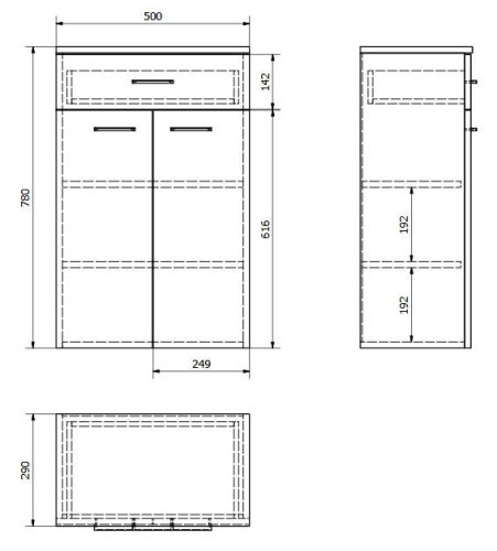 AQUALINE ZOJA/KERAMIA FRESH állószekrény, fiókokkal, 50x78x29cm, mali wenge 50314