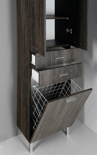 AQUALINE ZOJA állószekrény fiókkal, szennyeskosárral, 50x184x2cm, mali wenge 51294