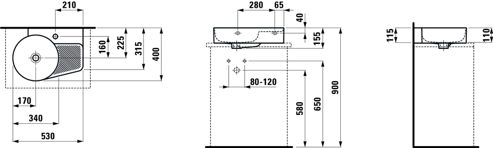 Laufen VAL 53x40 cm kézmosó alsó felülete csiszolt, matt fehér H8162887571061