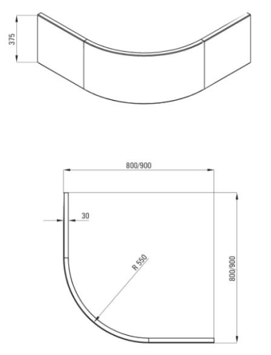 Deante Deep negyedköríves zuhanytálca előlap 80x80 cm KTD 042O