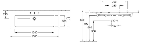Villeroy & Boch Subway 2.0 130x47 cm mosdó 7176 D0 01 (7176D001)