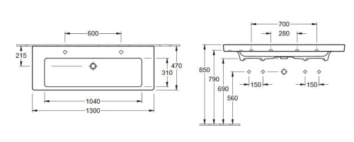 Villeroy & Boch Subway 2.0 130x47 cm mosdó 7176 D2 01 (7176D201)