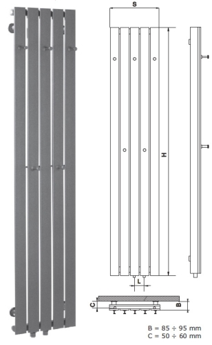 Radeco CALLE 2 design fűrdőszobai radiátor (1190 W, króm, 1650x620 mm)