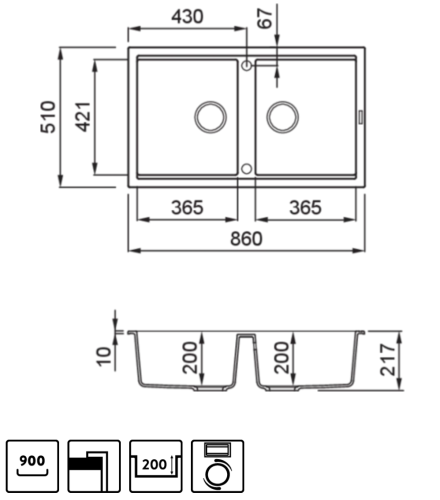 Elleci Best 450 2 medencés gránit mosogató, M79 Aluminium LMB45079