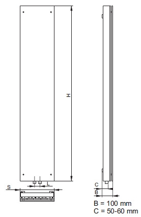 Radeco COSTA 1 design fűrdőszobai radiátor (1050 W, 1650x340 mm)