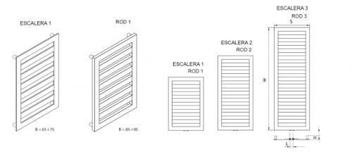 Radeco ESCALERA 2 design fűrdőszobai csőradiátor (555 W, 1160x550 mm)