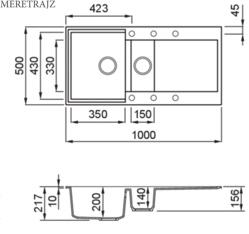 Elleci Easy 475 egy medence gyümölcsmosóval, csepegtetővel gránit mosogató, M70 Ghisa LMY47570