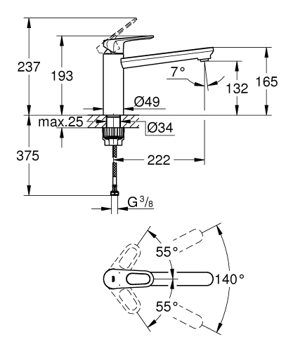 Grohe BauFlow egykaros mosogatócsaptelep 31688000