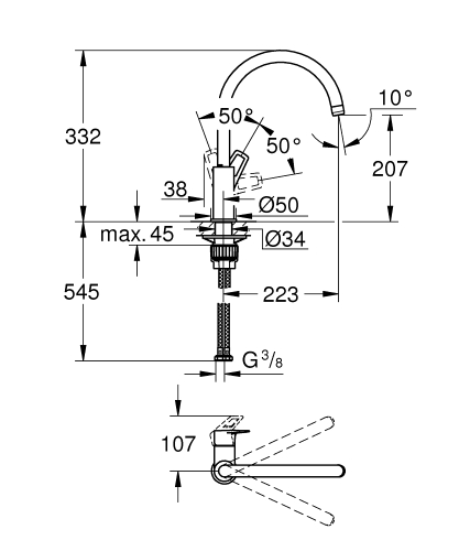 Grohe BauLoop egykaros mosogatócsaptelep 31368001