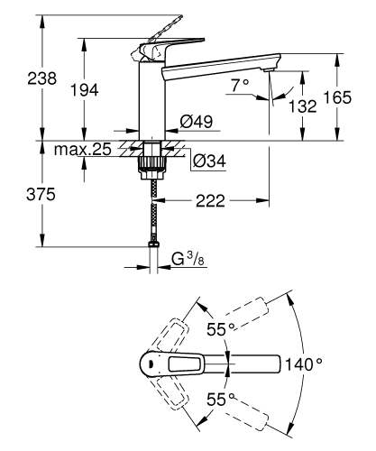 Grohe BauLoop egykaros mosogatócsaptelep 31706000