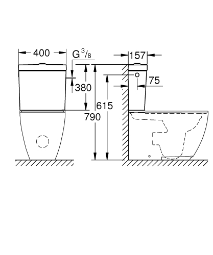 Grohe Essence monoblokkos wc tartály, oldalsó bekötésű 39578000