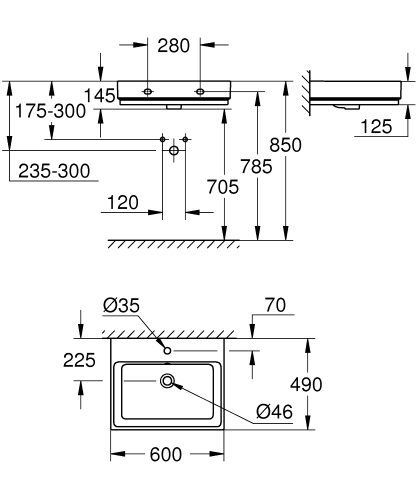 Grohe Cube Ceramic 60x49 cm mosdó PureGuard felülettel 3947300H