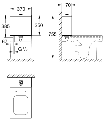 Grohe Cube Ceramic monoblokkos wc tartály, alsó bekötésű 39490000