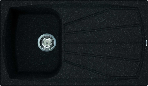 Elleci Living 400 egy medence csepegtetővel gránit mosogató, G54 Nero Pietra LGL40054