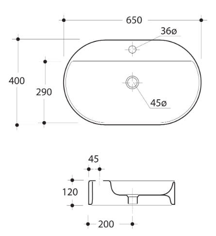 Sapho KERASAN RING Pultra szerelhető kerámiamosdó, 65x12x40 cm 028501