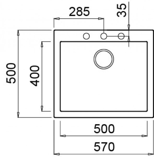 Elleci Quadra 105 egy medencés gránit mosogató G55 Grigio Pietra LGQ10555