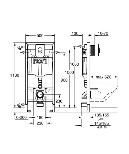 Grohe Rapid SL 2 az 1-ben WC szett Skate fehér nyomólappal 38764001