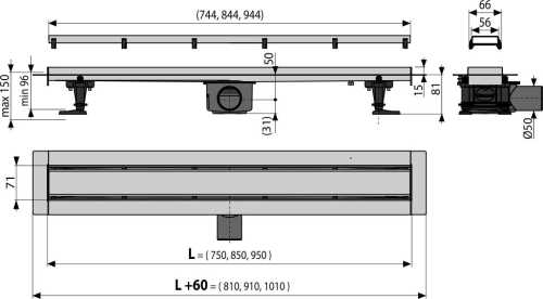 Alcaplast APZ13-DOUBLE9 Zuhanyfolyóka APZ13-DOUBLE9-850