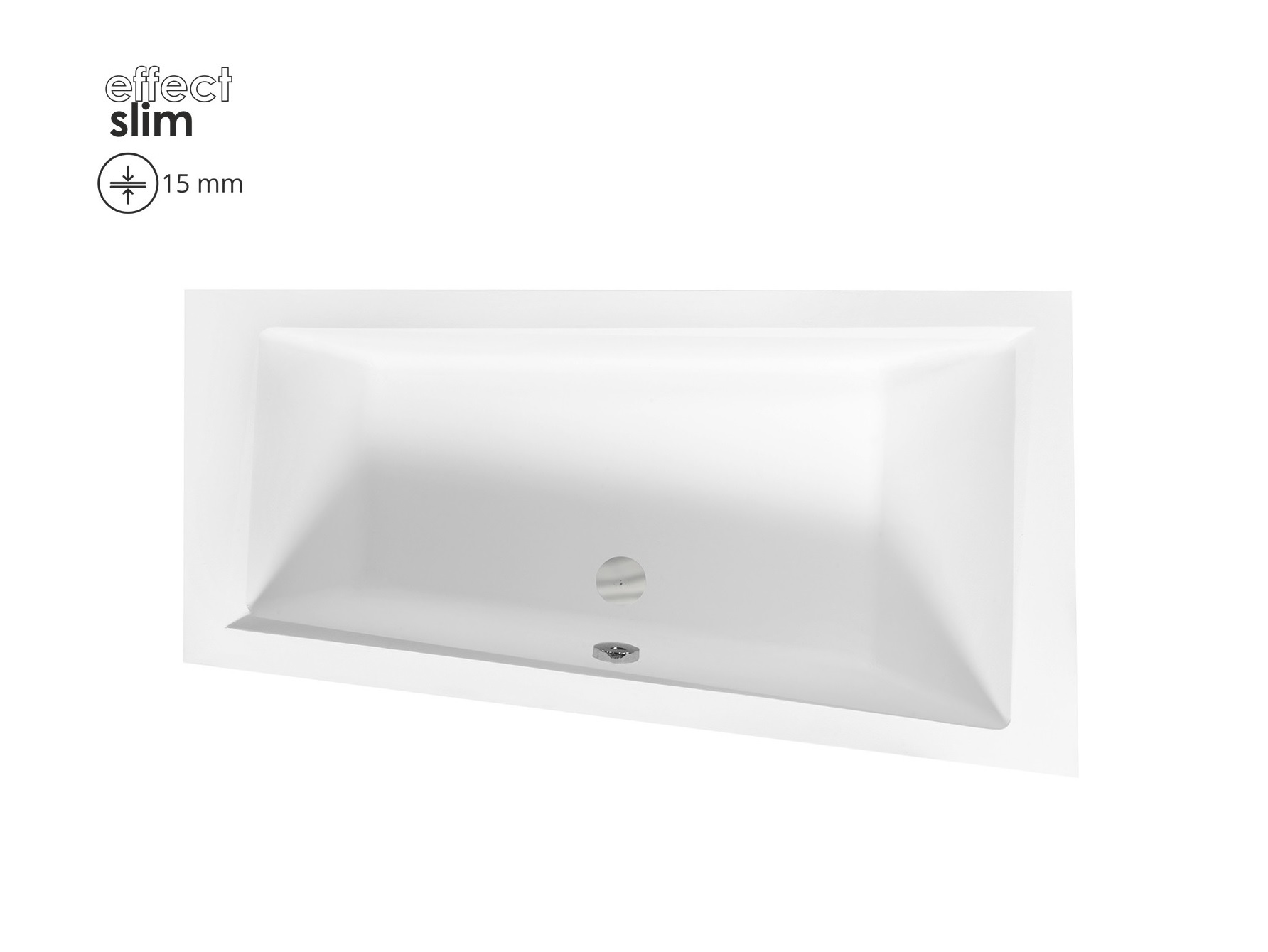 Besco INTIMA SLIM 150x85 cm jobbos aszimmetrikus kád, fehér WAIT-150-SP