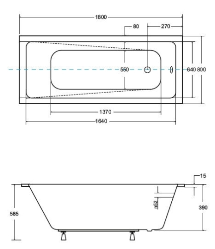 Besco Modern Slim 180x80 cm-es egyenes kád