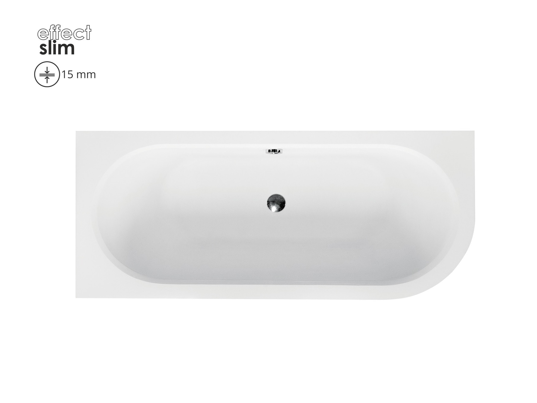 Besco AVITA SLIM 160x75 cm balos aszimmetrikus kád, fehér WAV-160-NLS