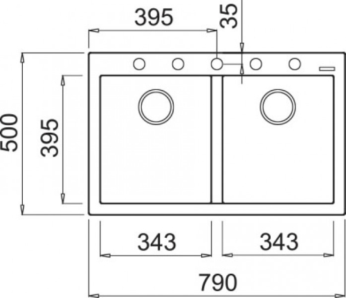 Elleci Quadra 350 két medencés gránit mosogató M79 Aluminium LMQ35079