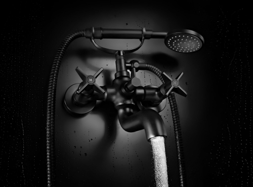 Deante Temisto kádtöltő csaptelep zuhanyszettel, fekete BQT N11D