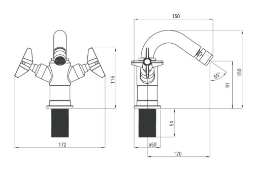 Deante Temisto bide csaptelep click-clack leeresztővel, bronz BQT M31D