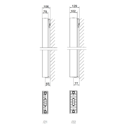 Radeco VENEZIA S 1800 2/21 design fürdőszobai radiátor (1530 W, fehér, 1800x400 mm)