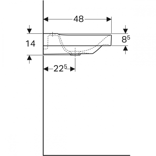 Geberit Xeno 90x48 cm KeraTect mosdó jobb oldali pakolófelülettel, fehér 500.533.01.1