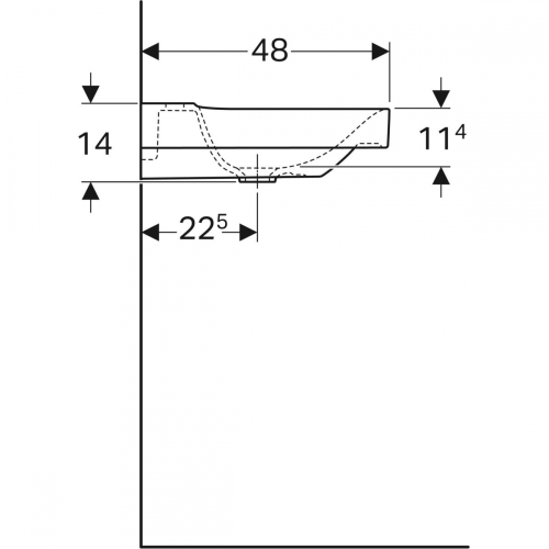 Geberit Xeno 90x48 cm KeraTect mosdó bal oldali pakolófelülettel, fehér 500.535.01.1