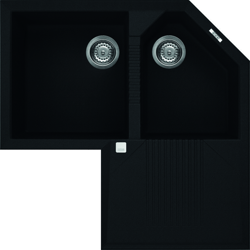 Elleci Tekno Corner sarok gránit mosogató, G40 Nero LGTCOR40