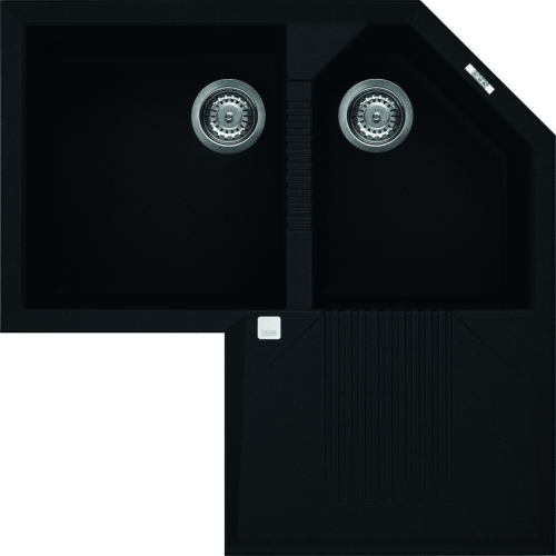 Elleci Tekno Corner sarok gránit mosogató, G40 Nero LGTCOR40